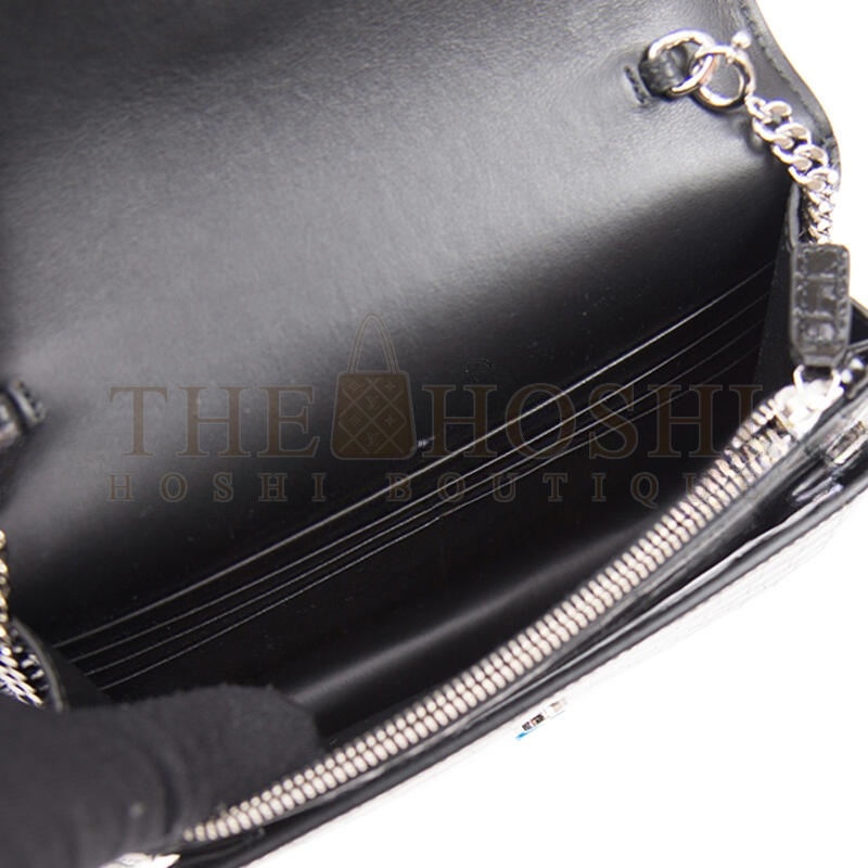 Y51 SUNSET TOP HANDLE IN CROCODILE-EMBOSSED SHINY LEATHER 533026DND1N1000 (19*14*5.5cm) Master Quality
